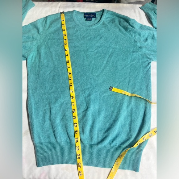 CHARTER CLUB Aqua blue 💯 Cashmere crew‎ neck sweater size M - Picture 12 of 12